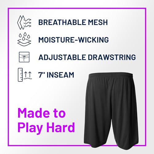 Youth Basketball Shorts for Boys - Black - Medium - No Pockets
