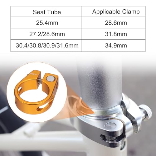 Bicycle Seat Post Clamp 28.6mm Aluminum Alloy - Gold