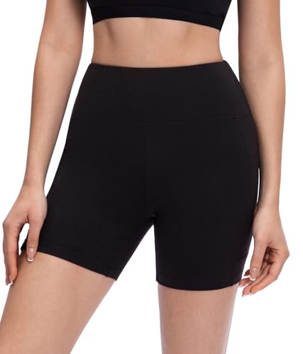 OVESPORT 2 Pack High Waisted Biker Shorts for Women - Black, XL/XXL