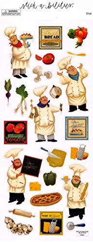 Large Chef Sticker Sheet - Bon Appetit Food & Kitchen Decor, 23 Stickers