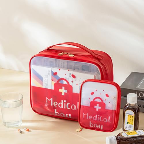 Compact Empty First Aid Bag for Emergency Medical Storage - Red