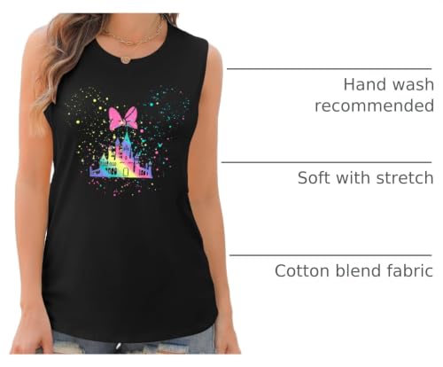 UniqueOne Magical Kingdom Tank Top for Women Family Vacation Sleeveless Medium Black-Castle