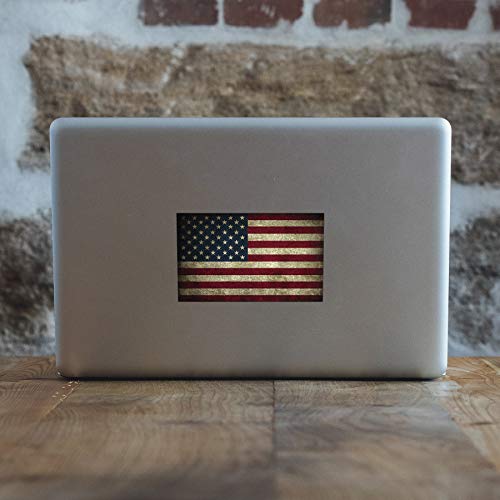 Vintage American Flag Vinyl Decal Sticker - 5 x 3 Inch Weatherproof USA Decal