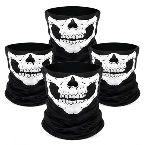 Skull Balaclava Mask Set - 4Pcs Black Gator Masks for Outdoor Sports