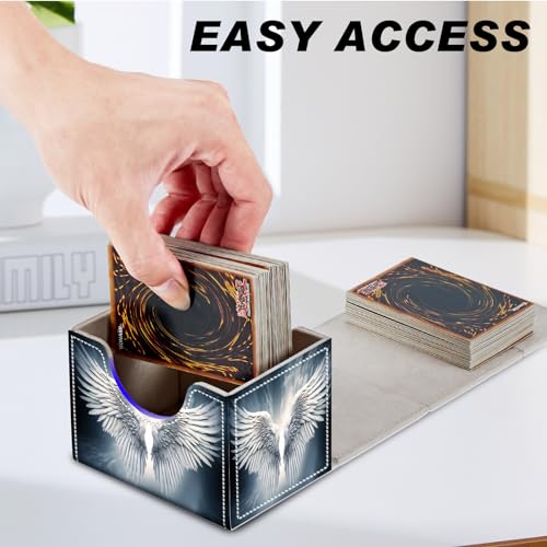 DEGDFSGR Sacred Angel Wing Card Storage Box 200+ Capacity MTG Deck Box with Magnetic Closure