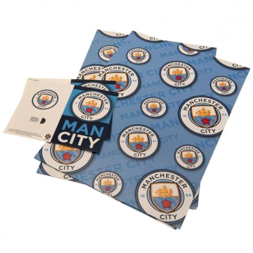 Manchester City FC Gift Wrap Sheets Set - Durable Paper, 2 Sheets
