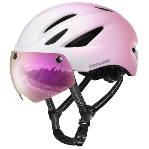 Adult Bike Helmet with Magnetic Visor - Gradient Rose Pink