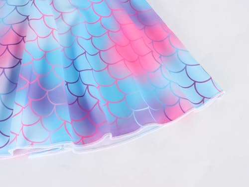 One Piece Princess Swimsuit for Girls - Ruffle Swim Dress, 7-8 Years