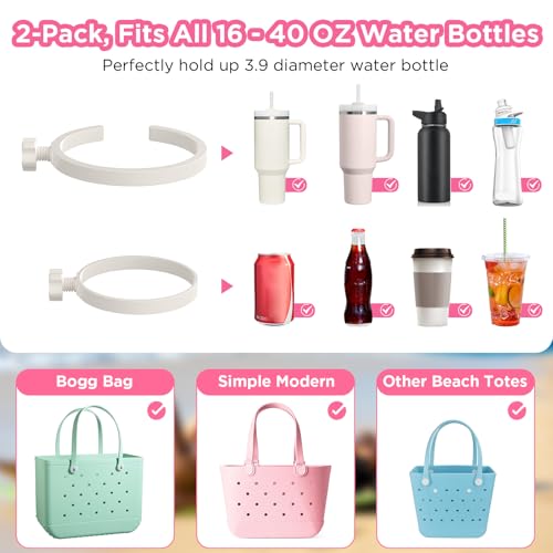 Bogg Bag Accessories Set - 2 Cup Holders & 2 Charms - 40oz Flowers