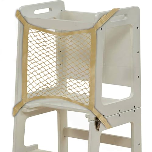 Toddlers Tower Safety Net - Safety Guard for Toddlers Tower - Kitchen Step Tool Toddlers/Kid (Beige) (Beige, 17" W x 17" H)