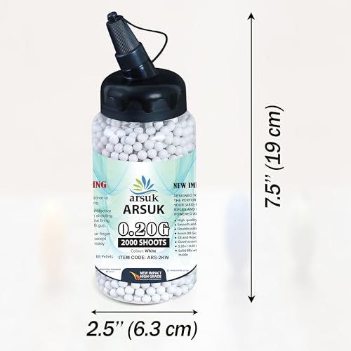 6mm Airsoft BBs - 0.20g Seamless Plastic Pellets for Target Practice - 2K Bottle