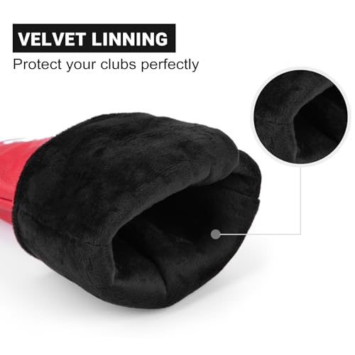 Hybrid Golf Headcover - Red Leather Driver & Fairway Wood Cover