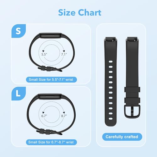 Waterproof Fitbit Inspire 3 Bands - Black/Black, Large 7.1"-8.7"