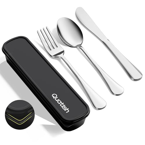 Stainless Steel Travel Utensil Set with Case - Silver