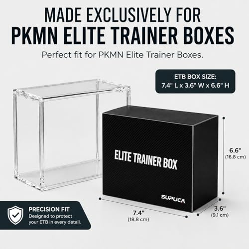 Supuca ETB Protector Case / 1 - 5mm Acrylic Display Box for Sealed Trading Card Collections