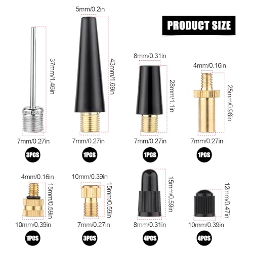 19-Piece Bicycle Valve Adapter Set for Presta & Schrader