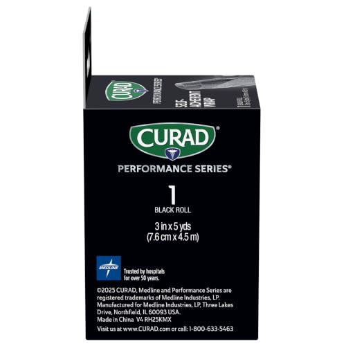 Self-Adherent Athletic Wrap - 3-inch x 5-yard Compression Support - Black
