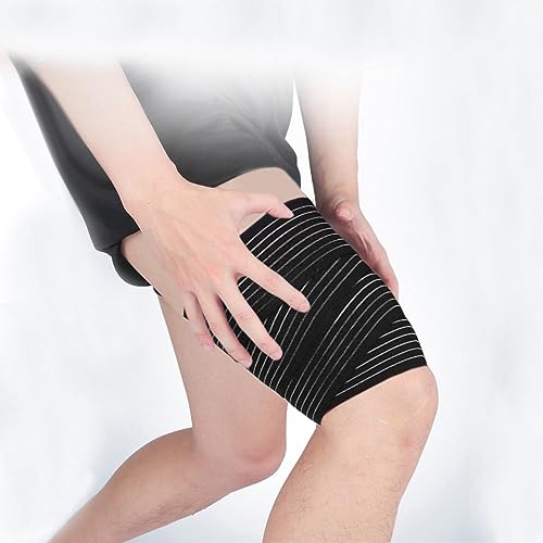 Thigh High Compression Bandage - Adjustable Full Leg Support - Black
