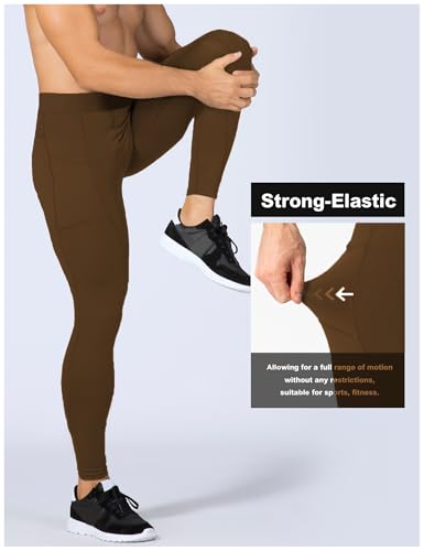 Men's Compression Leggings - Moisture-Wicking Gym Tights with Phone Pocket