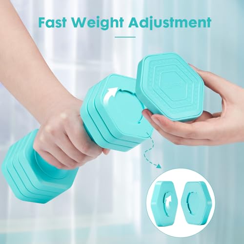 Adjustable Dumbbell Set for Women - 4 in 1 Weights, Blue