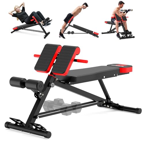 Weight Bench with Roman Chair - 1000LBS Capacity, Adjustable, Black