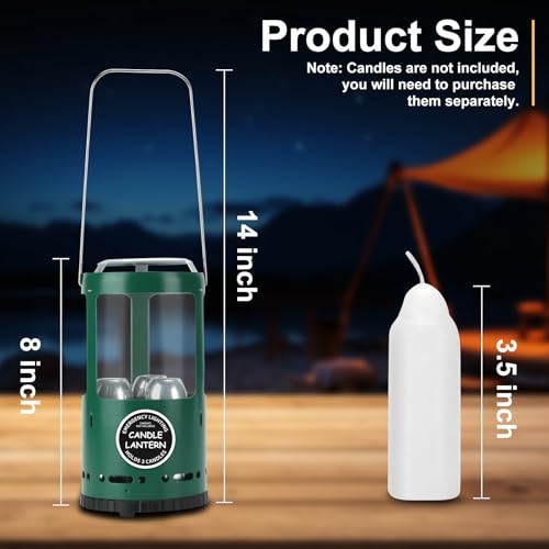 Candle Lantern, Camping Gear for Campers and Emergency Use, Without Candles (Original Green)