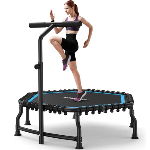 Foldable 50" Rebounder Trampoline for Adults - Black/Blue