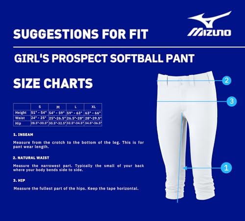 Mizuno Youth Girl's Prospect Softball Pants Medium Black - Durable & Moisture-Wicking