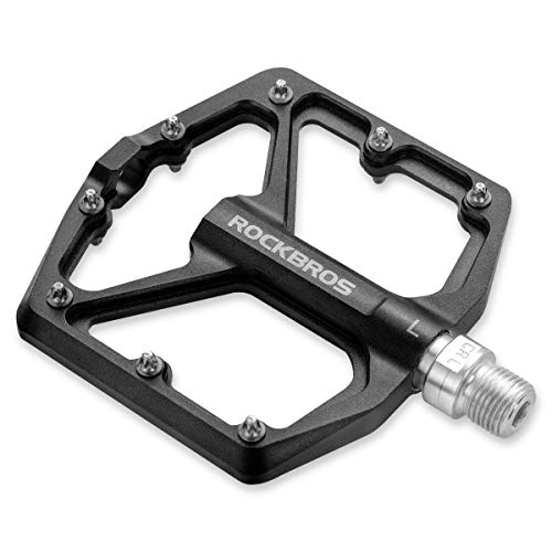 Aluminum MTB Pedals - Wide Platform Flat Pedals for BMX & Mountain Bikes - Black