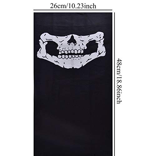 Breathable Skull Face Mask Scarf - White - 3Pcs Seamless Balaclava