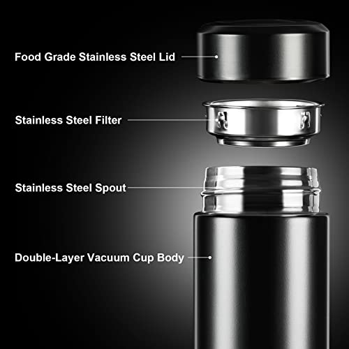 PARACITY Insulated Water Bottle, 15 oz Stainless Steel Black