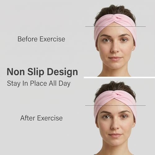 Stretchy Sport Headbands - 4 Pack Soft Knotted for Yoga & Workout