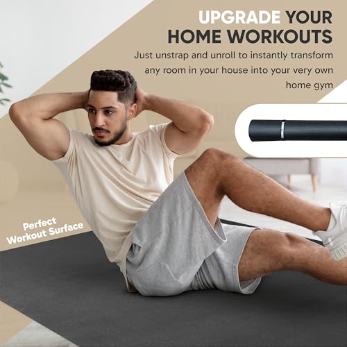 Large Non-Slip Exercise Mat - 6' x 4' with Towel & Straps