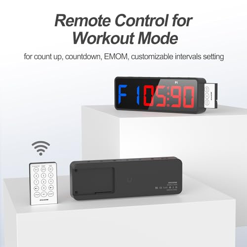 Portable Gym Timer Clock with Remote Control - Black