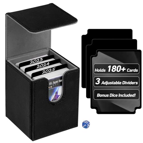 Card Deck Box with 3 Dividers & Game Dice - Gray