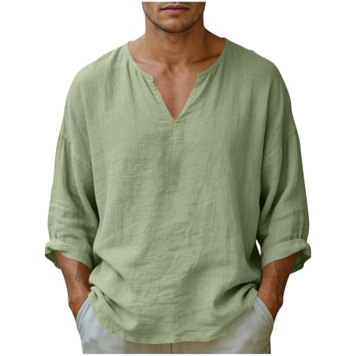 Men's Lightweight Breathable Long Sleeve V-Neck Yoga Top - 3X-Large Green
