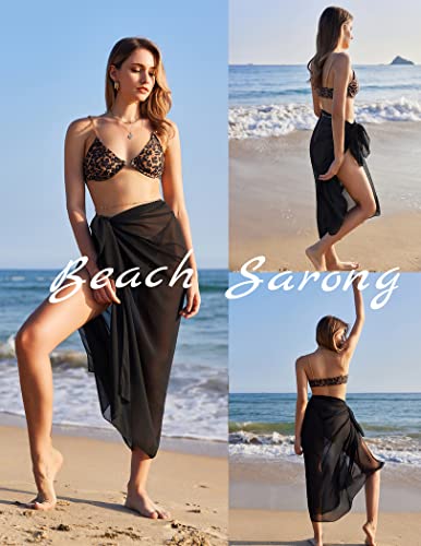 Women’s Chiffon Sarong Swimsuit Coverup - Black, One Size