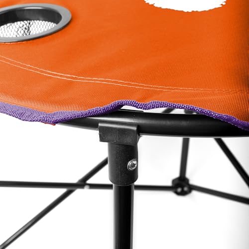 Logo Brands Clemson Tigers Round Tailgating Table – Portable Folding with 4 Cup Holders, 27.6" Diameter