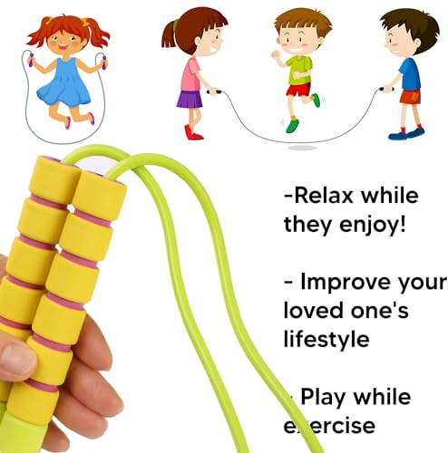 Adjustable Jump Rope with Foam Handles - Pink, Blue, Green, Orange
