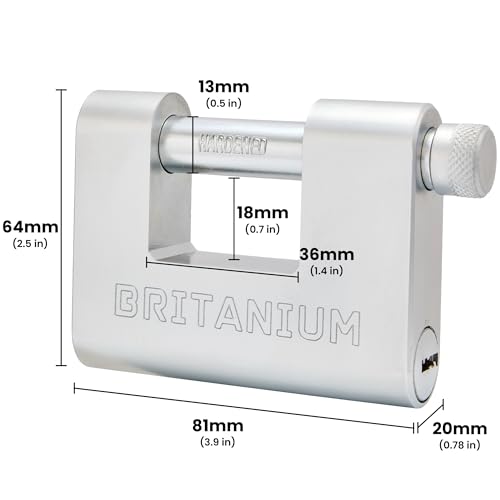 Britanium¢ç BRB80 Heavy Duty Container Lock ?with 5 Keys - 13mm Cut Resistant Shackle, Weatherproof Chrome Plated Body | High Security Padlock for Container, Garage, Shed, Gates