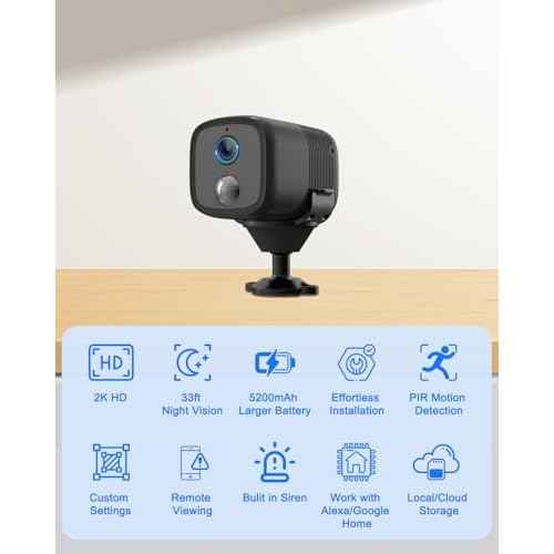 2K Spy Camera Wireless with 5200mAh Larger Battery, Mini Spy Security Camera for Home Security, HD Portable Small Camera WiFi, 160¡Æ Wide View, Smart Motion Detection, 33ft Night Vision