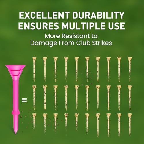 Unbreakable Pink Golf Tees - 3 1/4 Inch, 25 Pcs