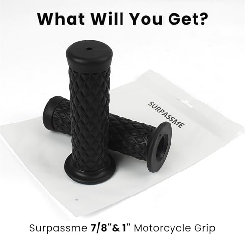 Motorcycle Grips Non Slip Rubber Bar End Thruster Grip 7/8" 22mm 24mm