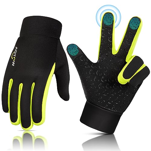 AOTOW Kids Winter Waterproof Sports Gloves M (6-8 Years) Black-Green