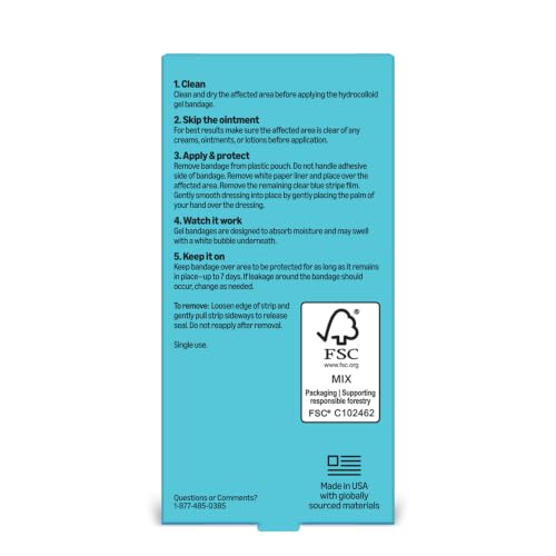 Hydrocolloid Gel Bandages - 20 Count for Minor Wounds