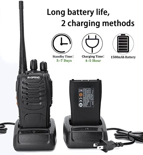 Baofeng Long Range UHF Two-Way Radio Set 3-Pack Black Rechargeable Handheld Communicators