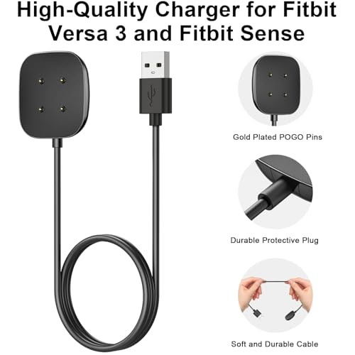 Vancle Fitbit Versa & Sense Charging Cable 3.3Ft Replacement USB Dock