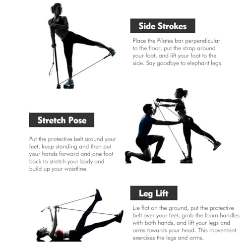 Pilates Bar Kit with Resistance Bands - Pink Home Workout Equipment