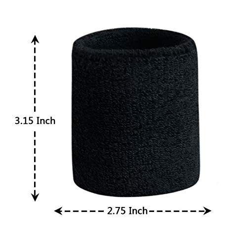 Terry Sports Wristbands - 3 Pack in Black, White, Gray
