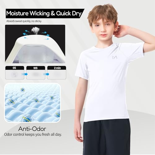 Boys Long Sleeve Compression Shirt - Quick Dry Athletic Base Layer
